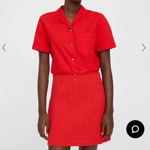 NWT THEORY Red Cotton Tweed Mini Skirt - Picture 4 of 11